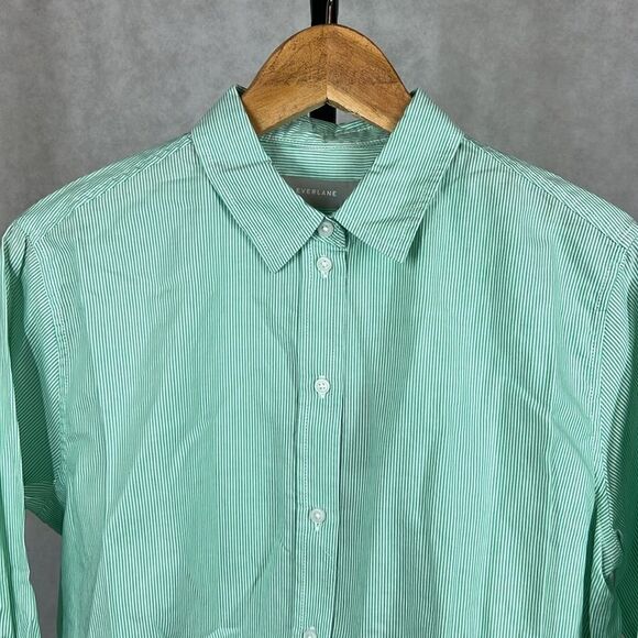 NWT Everlane Mint White Stripped Button Up Dress Shirt - Picture 4 of 7